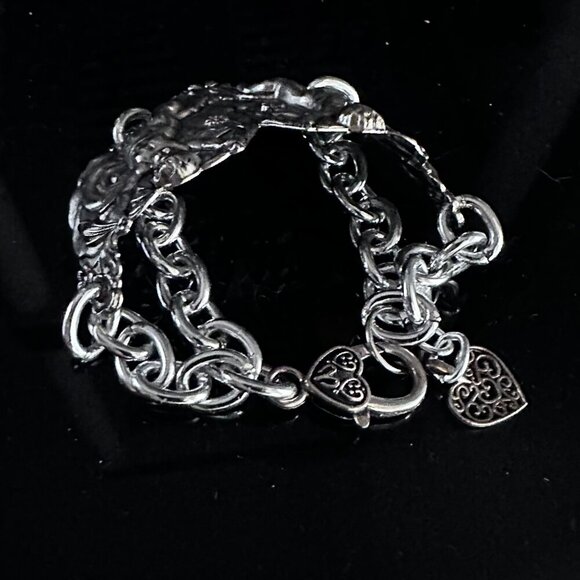 Cherub Angel Cuff Bracelet Victorian Silver Repoussé Cupid Angels Christmas Gift - Picture 8 of 12